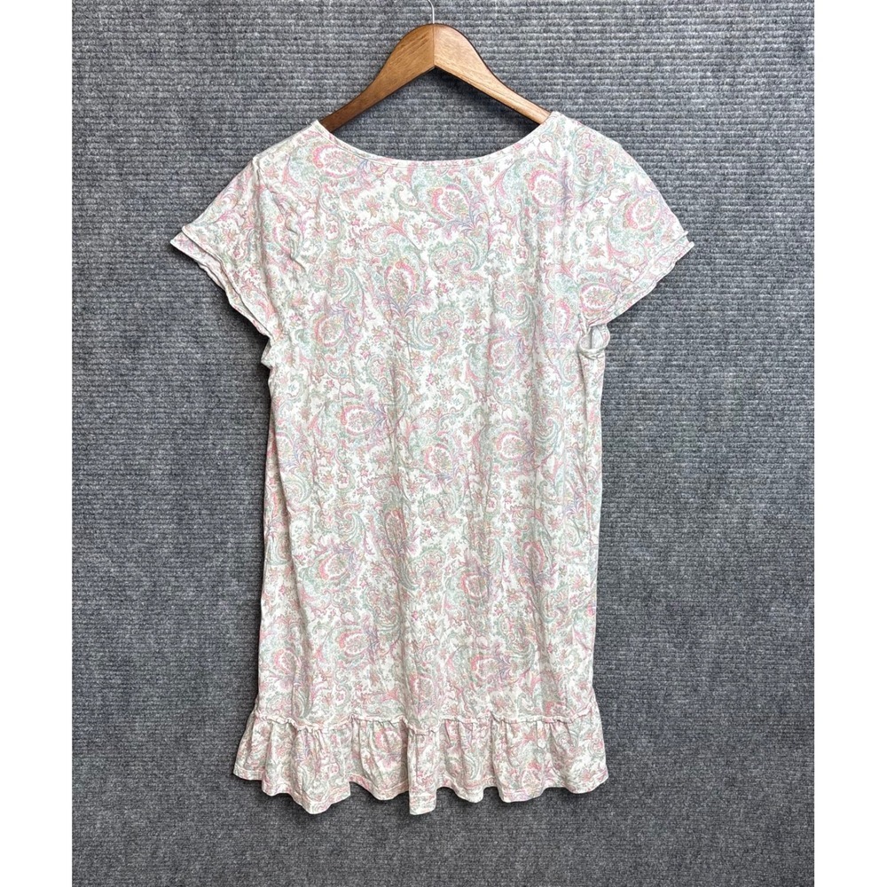 Lauren Ralph Lauren Women Pink Paisley Pleated Ruffle Hem Nightgown Large - Picture 5 of 6